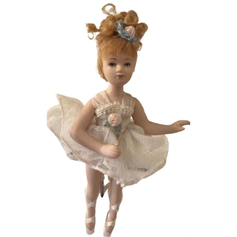 Vintage Porcelain Ballerina Doll w Stand 8-9 Inch Figurine Collectible